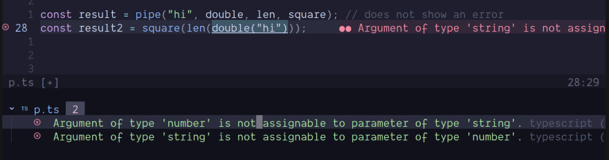 No error when passing a string to a function that expects a number