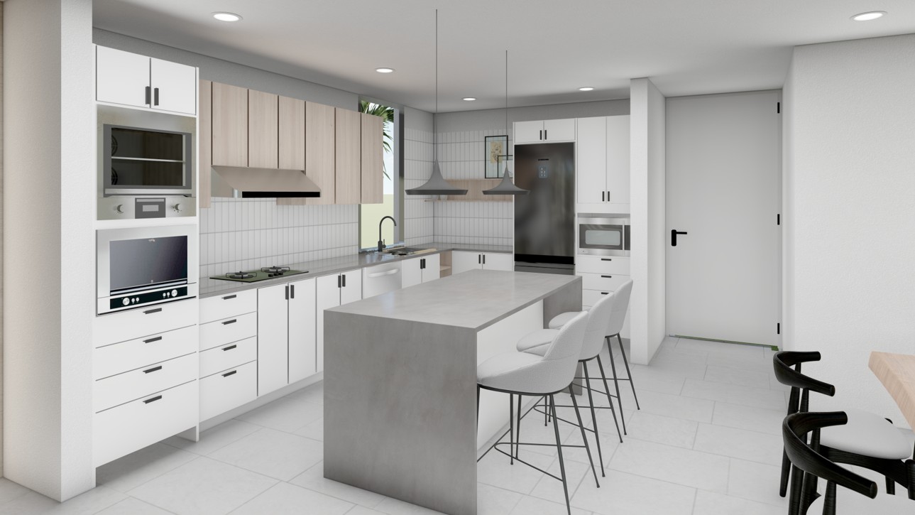 Waterford Blue modern kitchen rendering