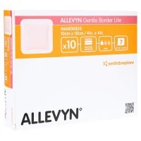 Smith & Nephew #66800835, Allevyn Gentle Border Lite 10cm x 10cm Image Smith & Nephew #66800835, Allevyn Gentle Border Lite 10cm x 10cm Image