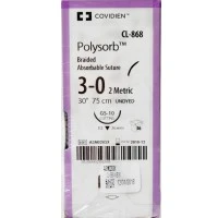 Covidien #CL868, Suture Polysorb Undyed GS-10 3/0 27" 36/BX Image Covidien #CL868, Suture Polysorb Undyed GS-10 3/0 27" 36/BX Image