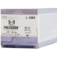 Covidien #L1669K, Suture Polysorb Undyed SS-14 5-0 18" 12/BX Image Covidien #L1669K, Suture Polysorb Undyed SS-14 5-0 18" 12/BX Image