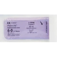 Covidien #L1791K, Suture Polysorb Vio BRD SS-14 6-0 18" 12/BX Image Covidien #L1791K, Suture Polysorb Vio BRD SS-14 6-0 18" 12/BX Image