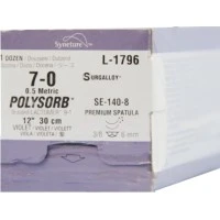 Covidien #L1796K, Suture Polysorb Vio Se-140-8 7-0 12" 12/BX Image Covidien #L1796K, Suture Polysorb Vio Se-140-8 7-0 12" 12/BX Image