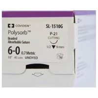 Covidien #SL1510G, Suture Polysorb Undyed P-21 6-0 18" 12/BX Image Covidien #SL1510G, Suture Polysorb Undyed P-21 6-0 18" 12/BX Image