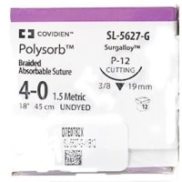 Covidien #SL5627G, Suture Polysorb Undyed P-12 4-0 18" 12/BX Image Covidien #SL5627G, Suture Polysorb Undyed P-12 4-0 18" 12/BX Image