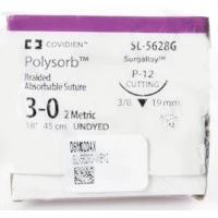 Covidien #SL5628G, Suture Polysorb Undyed P-12 3-0 18" 12/BX Image Covidien #SL5628G, Suture Polysorb Undyed P-12 3-0 18" 12/BX Image