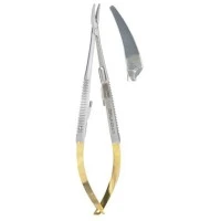 Integra #18-1832A-TC, Needle Holder Castroviejo 5-1/2" w/ Lock Curved Serr TC Ea Image Integra #18-1832A-TC, Needle Holder Castroviejo 5-1/2" w/ Lock Curved Serr TC Ea Image