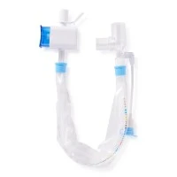 Medline #DYNCPE8, Pediatric Closed-Suction Catheter, Elbow, 8 FR, Light Blue, 10/CS Image