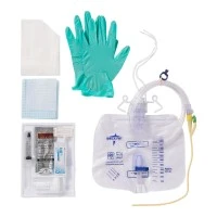 Medline #DYND11855, Silicone-Elastomer Latex 2-Layer Foley Catheter Tray / Drain Bag, 14 Fr, 10 mL, 10/CS Image