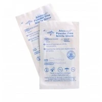 Medline #MDS194285, GLOVE, EXAM, NITRILE, ALOE, STRL, PF, SNGL, MD, 100 EA/BX, 4 BX/CS Image