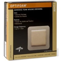 Medline #MSC1044EP, Optifoam Adhesive Foam Wound Dressings, 4 x 4" (10.2 x 10.2 cm), 2.5 x 2.5" (6.4 x 6.4 cm) Pad, 10 EA/BX, 10 BX/CS Image Medline #MSC1044EP, Optifoam Adhesive Foam Wound Dressings, 4 x 4" (10.2 x 10.2 cm), 2.5 x 2.5" (6.4 x 6.4 cm) Pad, 10 EA/BX, 10 BX/CS Image