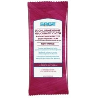 Sage #9706, CLOTH, 2% CHLORHEXIDINE GLUCONATE, 48PK/CS, 96 EA/CS, 48 PK/CS, 2 BX/CS Image Sage #9706, CLOTH, 2% CHLORHEXIDINE GLUCONATE, 48PK/CS, 96 EA/CS, 48 PK/CS, 2 BX/CS Image