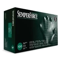 Sempermed #BKNF102, GLOVE EXAM NITRILE PF BLACK NS S 100/BX 10BX/CA Image