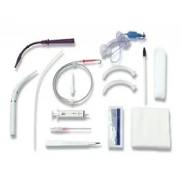 Smiths Medical #100/591/070, TRAY TRACHEOSTOMY PERCUTANEOUS CUFFED 7MM W/INNER CANNULA SYRINGE #11 SCALPEL PRELUBRICATED SINGLE STAGE 14FR SHORT DILATOR GUIDEWIRE GAUZE GUIDING CATH TUBE HOLDER 14GA X 2.25 NEEDLE W/ CANNULA Image