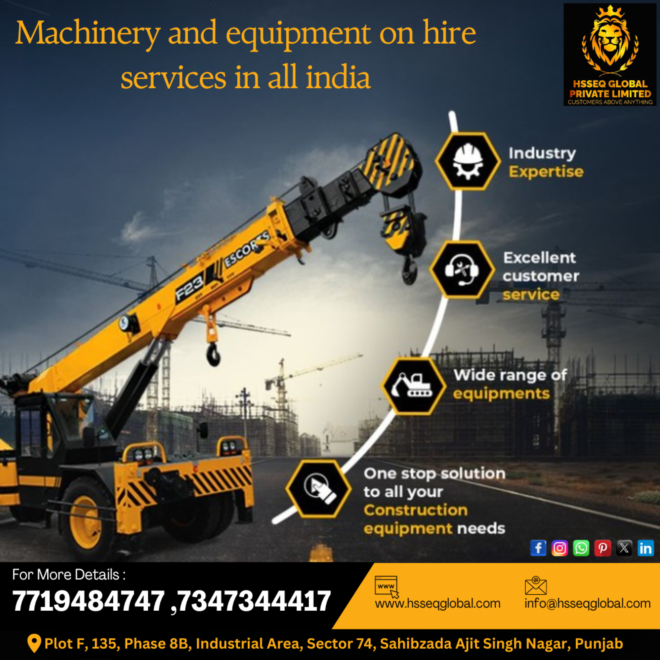 Rent Construction Machinery and Tools Anywhere in India
