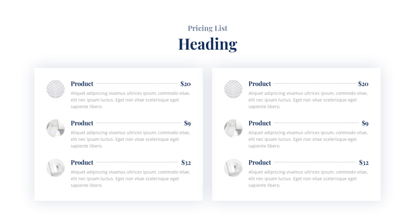 Pricing Menu 4