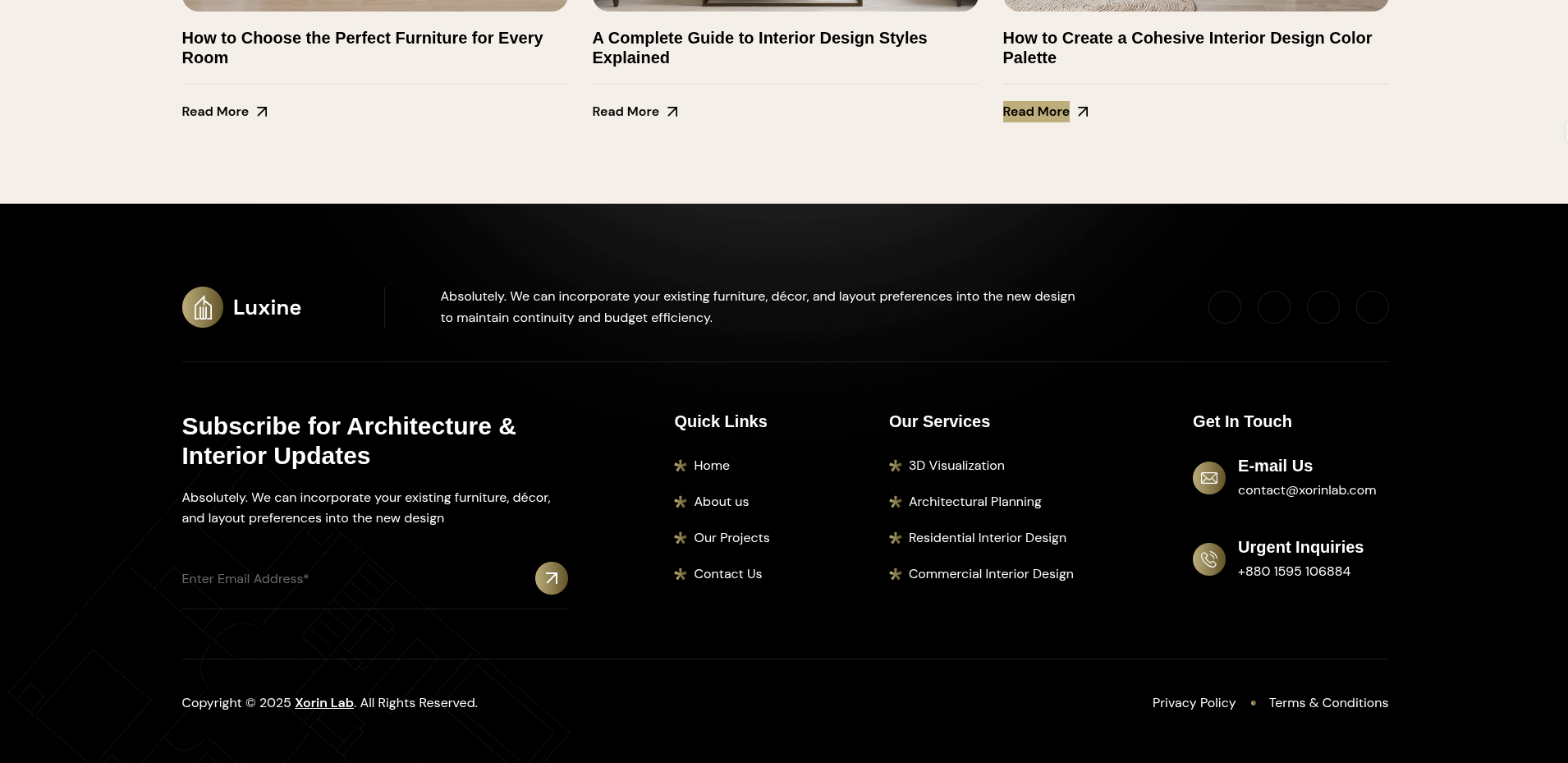 Luxine Interior Design Studio Website project screenshot 4