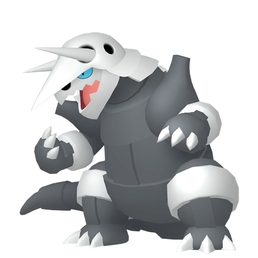 Aggron - Steel/Rock type Pokemon from Pokemon Sword and Shield with stats, moves, and evolution data