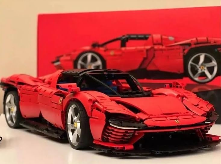1:8 Scale Ferrari Red Daytoina Sp3 Sports Car Model | 3778-Piece Building Block Kit | Interlocking Toy Building Block | Perfect for Gifting