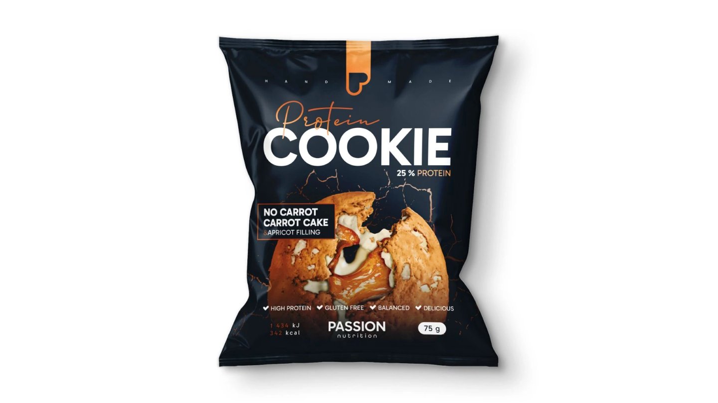 Passion proteinová plněná cookie 75g Mrkvový dort