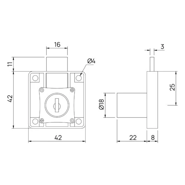 Quba Drawer Lock 22mm (Q200M-40) - Image 2