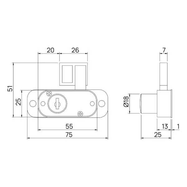 Quba Push Lock 19mm (Q 203SL) - Image 2