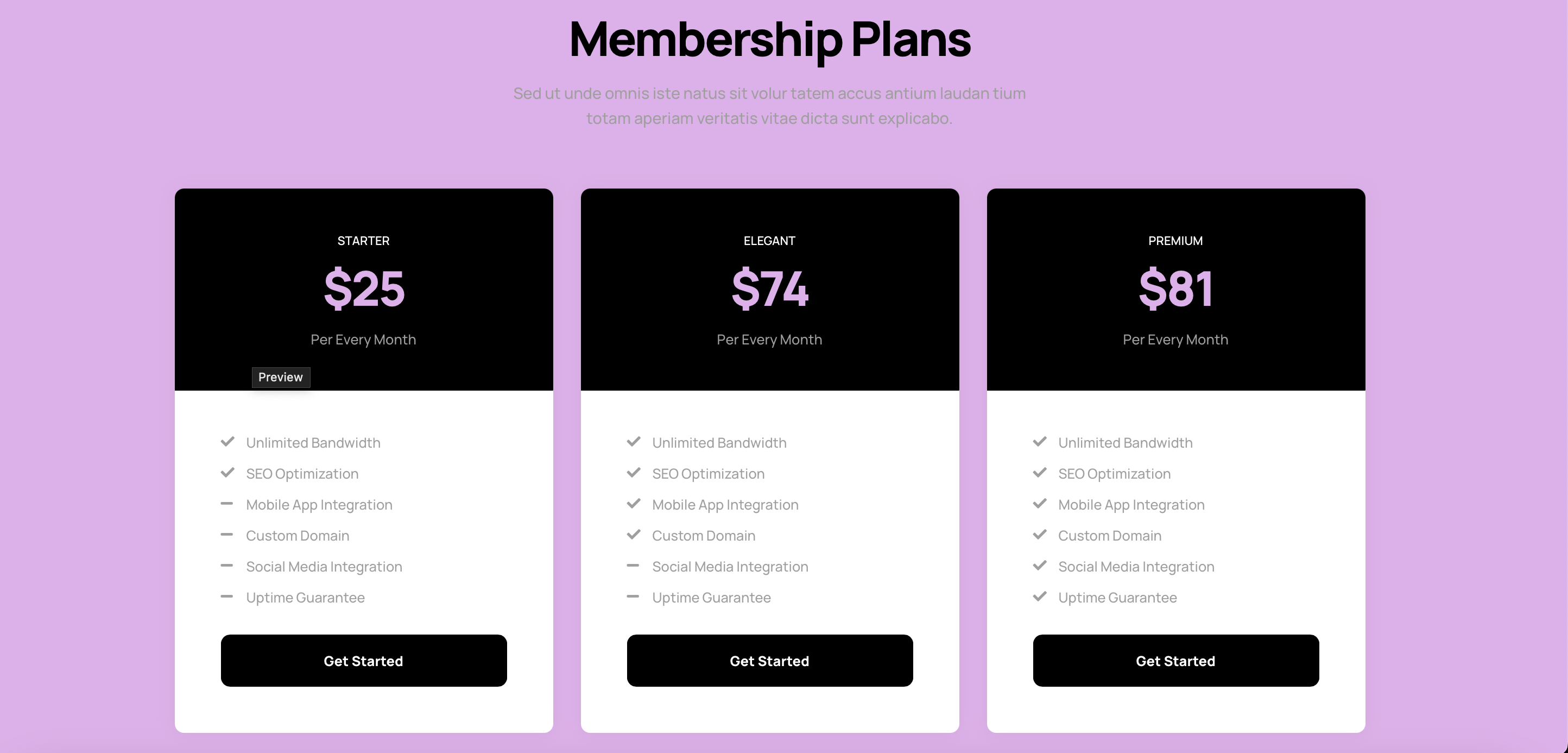 Pricing Table
