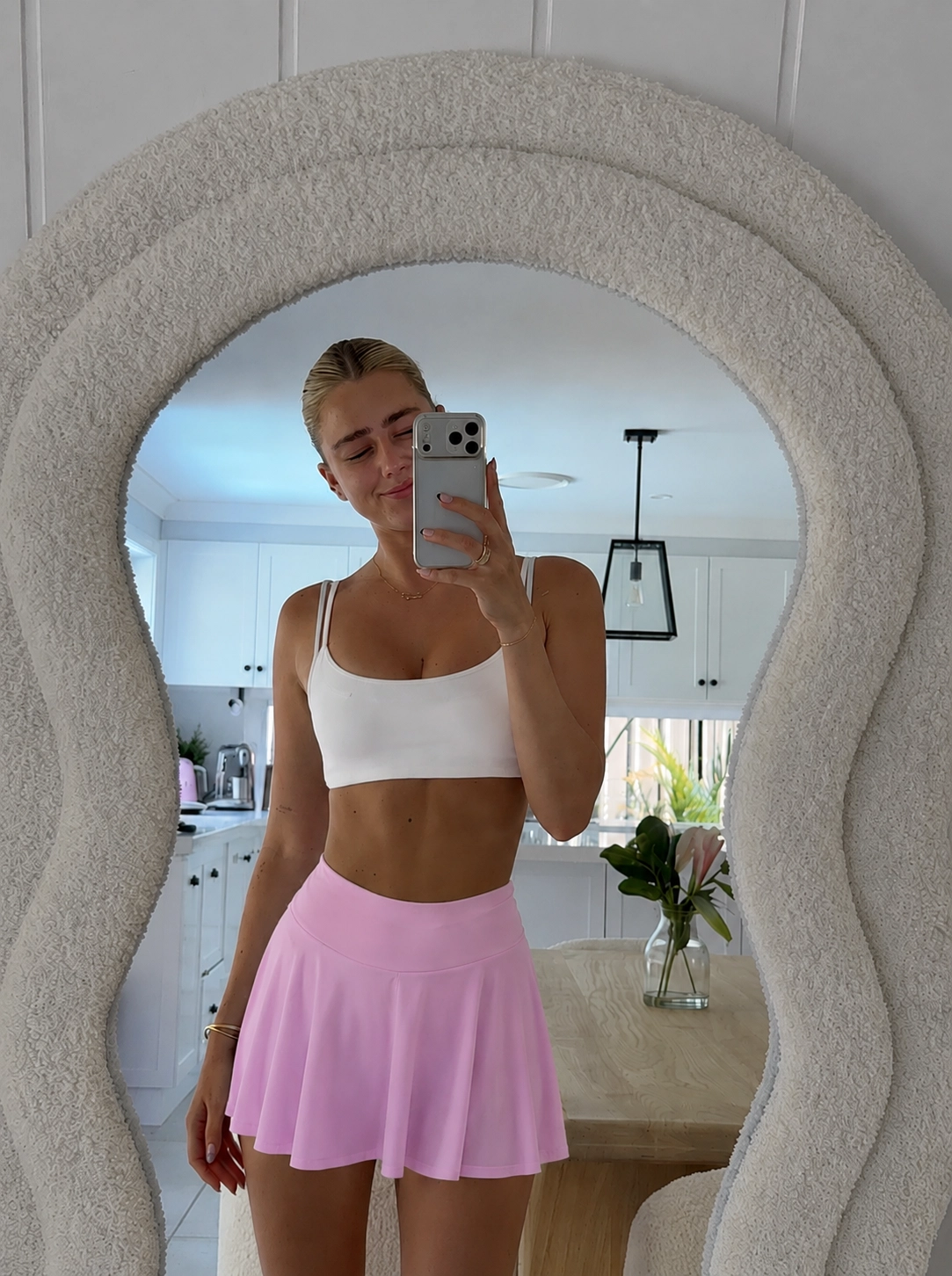 SHORT POLLERA ROSA CLARO