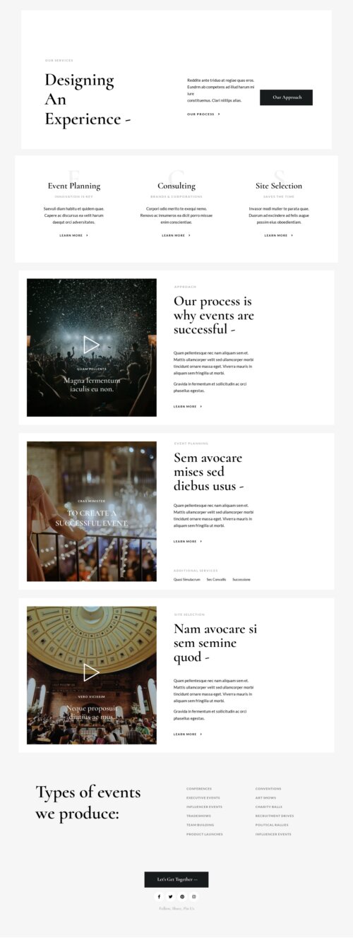 Event Planner Our Services