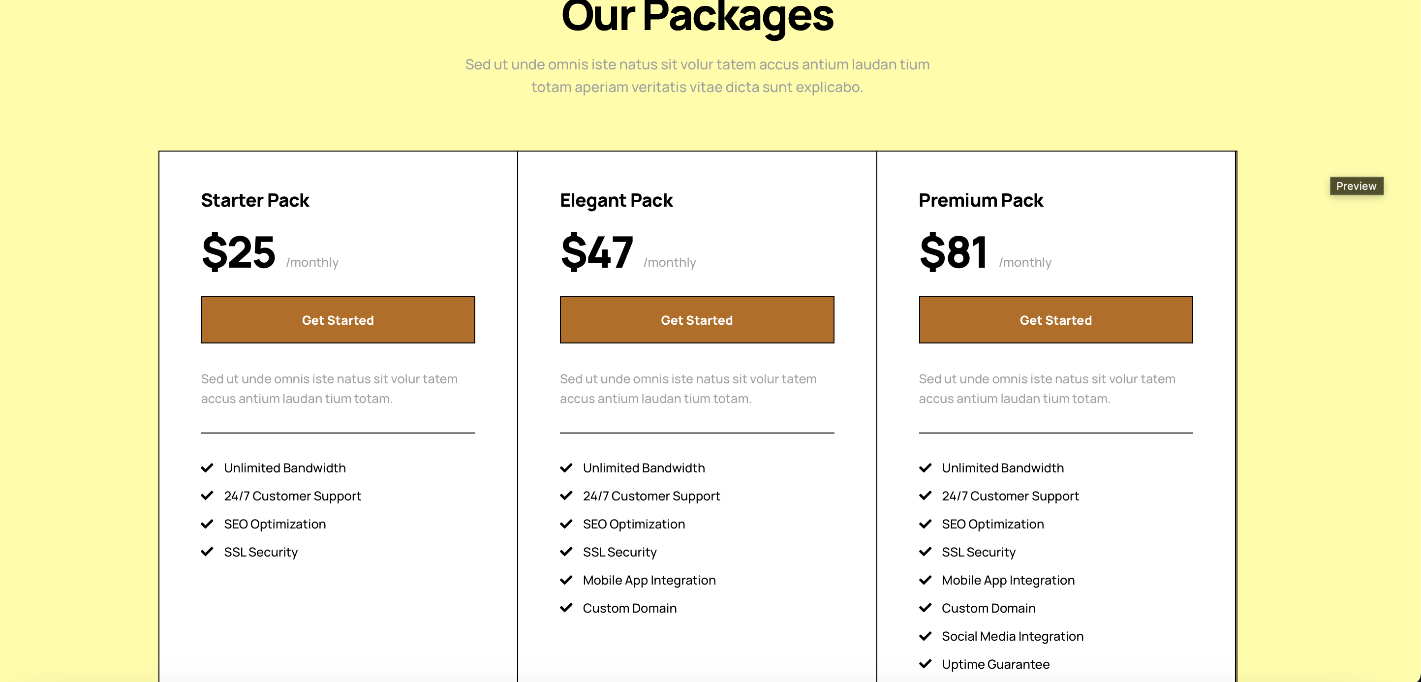Pricing Table
