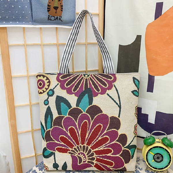 Ladies Fasionable Natural Canvas High Quality Soft Fabrics Printed Bag - Ladies Fasionable Natural Canvas High Quality Soft Fabrics Printed Bag