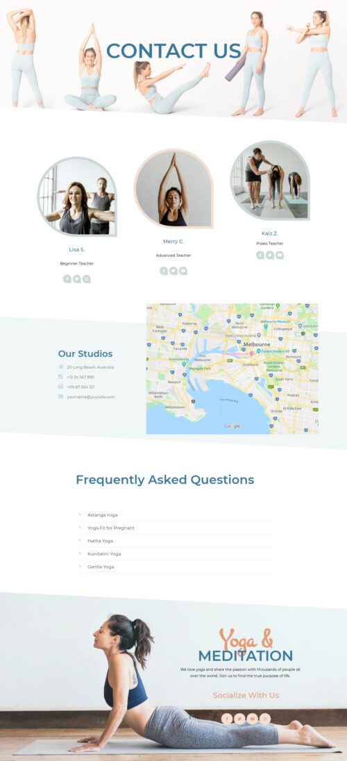 yoga studio- Contacts