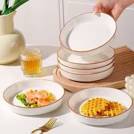 Pasta plate ribbed Beige 2