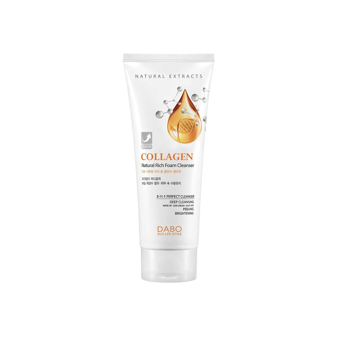 BDyana Dabo Collagen Natural Rich Foam Cleanser 180 ml | A collagen-packed facial foam cleanser Creates a silky foam to gently remove makeup, excess residue & rough outer layers Formulated with hydrolyzed collagen to improve elasticity of skin Restores natural hydration balance of skin Leaves skin firm, clean, smooth & refreshed