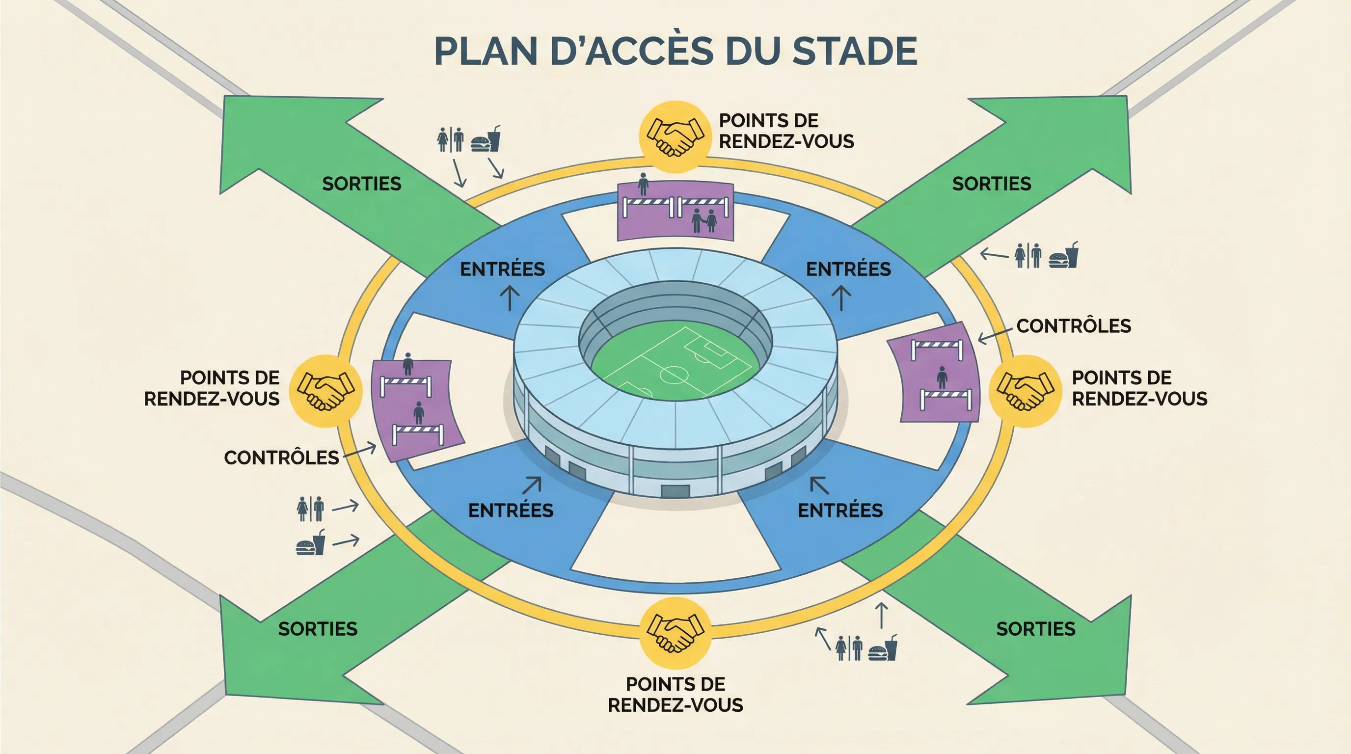 Plan pratique du Stade Prince Moulay Abdellah à Rabat pour la CAF 2025