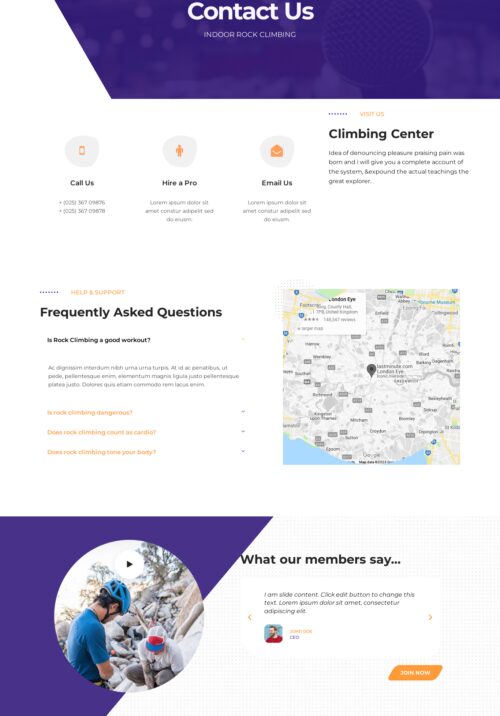 Indoor Rock Climbing Contacts