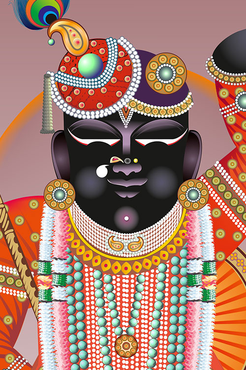 Shreenathji Orange Shringar Darshan Wall Art – Nathdwara Rajasthan thumbnail 2