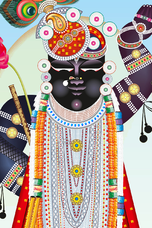 Shrinathji Thakurani Teej Darshan Nathdwara Pichwai Wall Art Print thumbnail 2