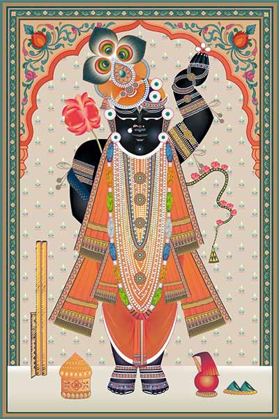 Vrindavan Night Shrinathji Swaroop Canvas Art – Nathdwara Rajasthan