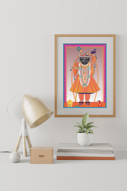 Shreenathji Orange Shringar Darshan Wall Art – Nathdwara Rajasthan thumbnail 4