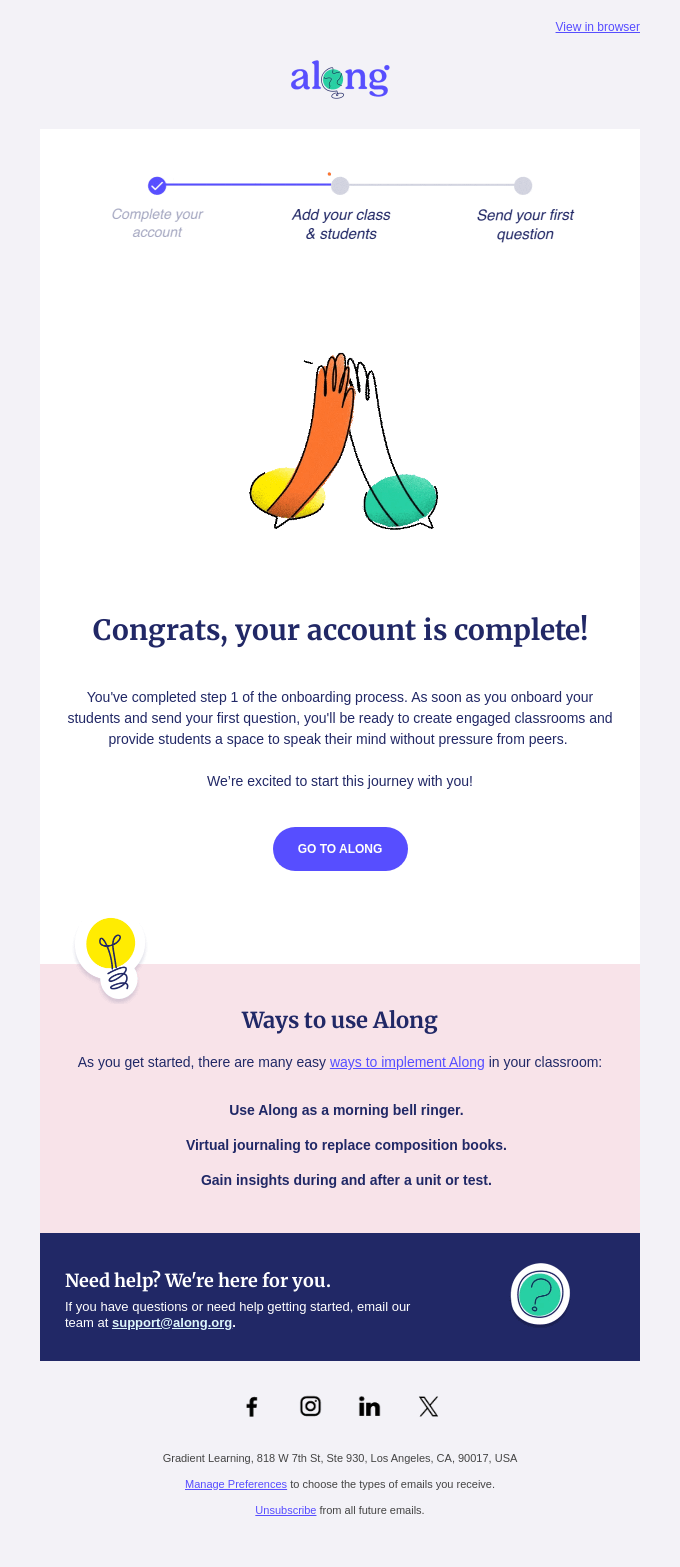 You Finished Setting Up Your Account