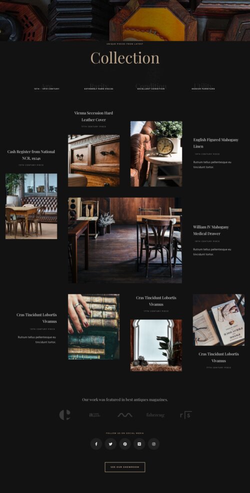 Elementor kit -Antique Furniture