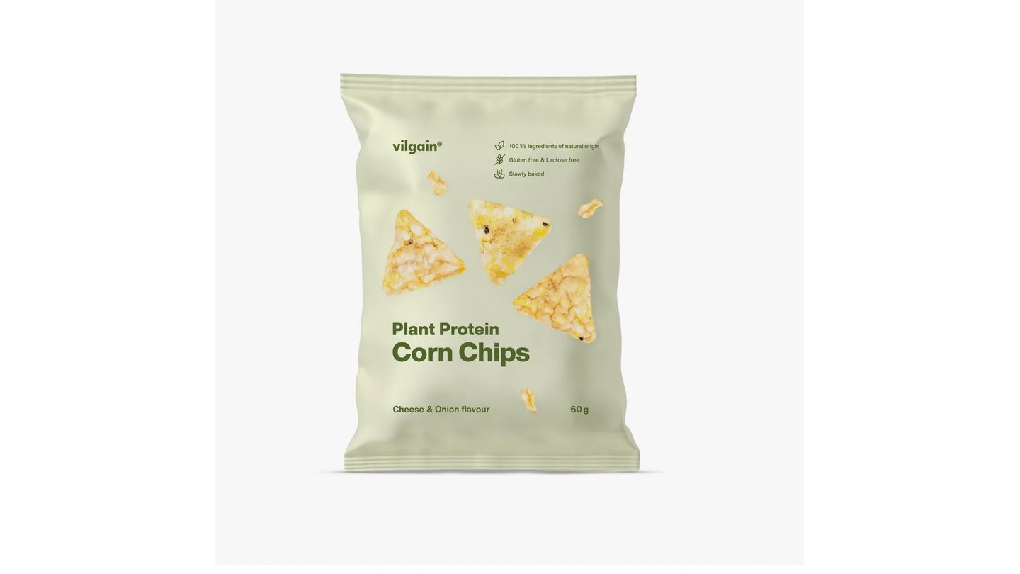 Vilgain Kukuřičné proteinové chipsy BIO - cibule a sýr