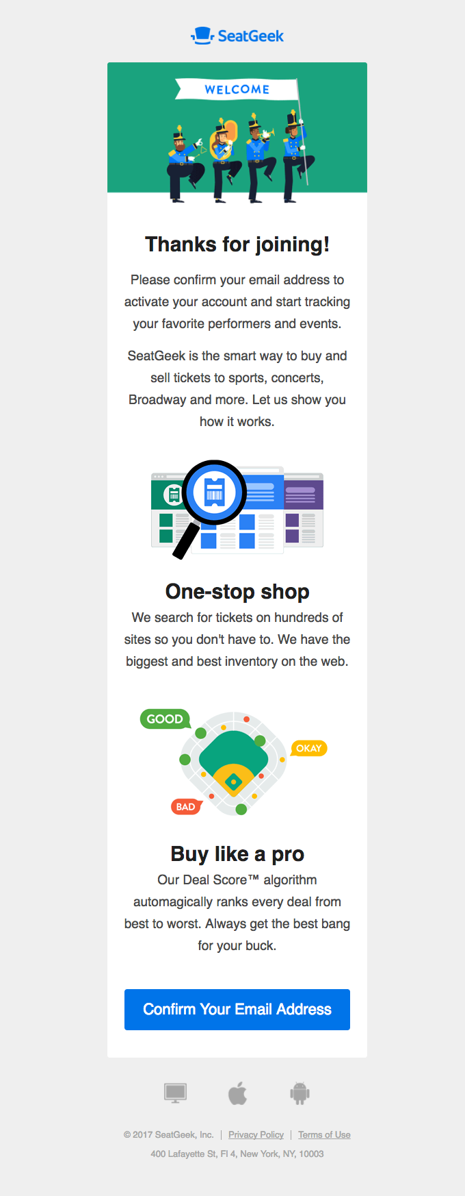 Welcome To Seatgeek Please Verify Your Email Address