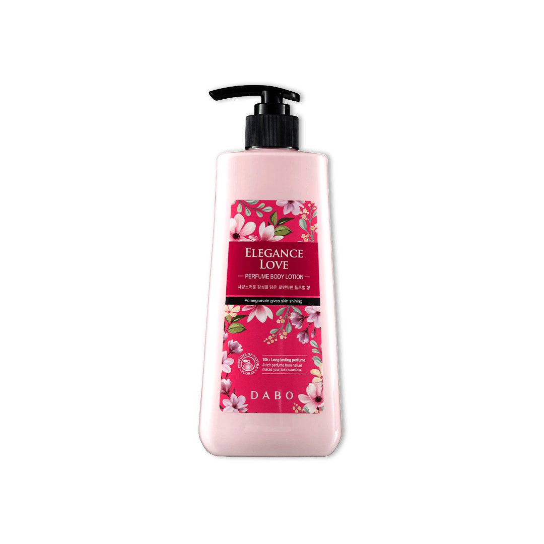 BDyana Elegance Love Perfume Body Lotion 500 ml | DABO Elegance Love Perfume ingredients extracted from nature include: Shea Butter from Africa, Pomegranate seeds (Punica Granatum Fruit) with a unique formula combining oil Mineral Oil helps to fight aging, lift skin muscles and fade wrinkles on the skin.