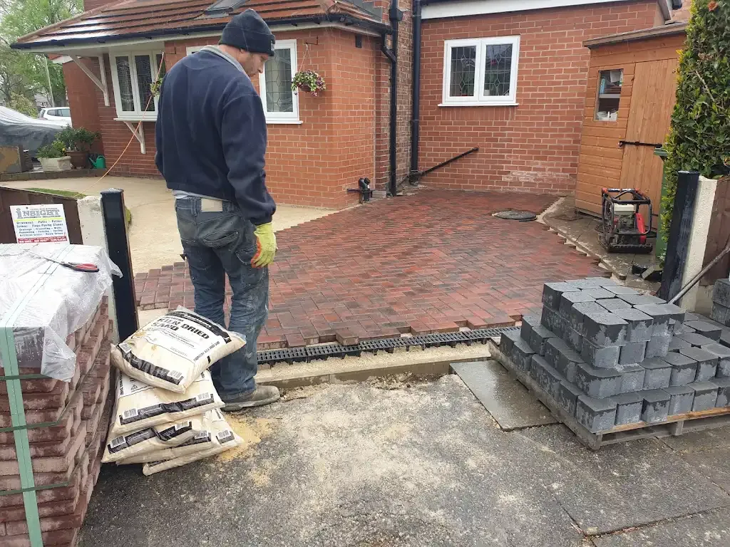 Block paving driveway installation in progress