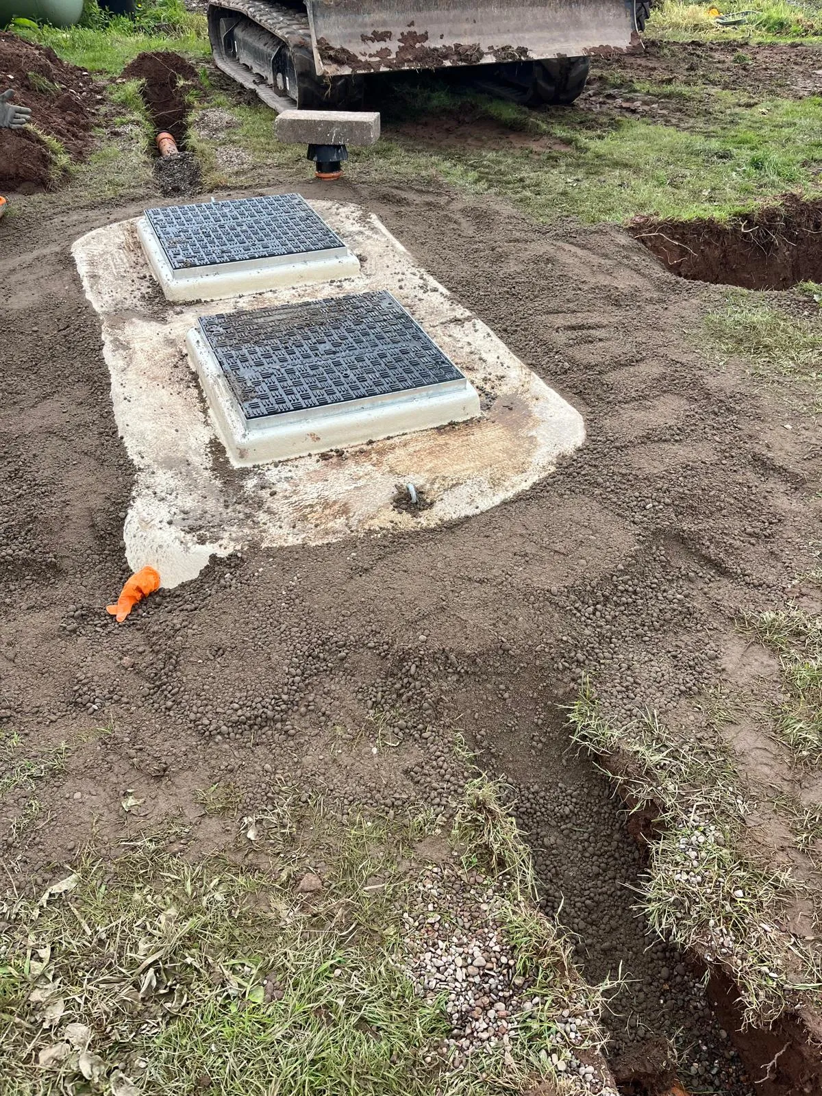 Septic tank or sewage treatment plant groundwork and installation.