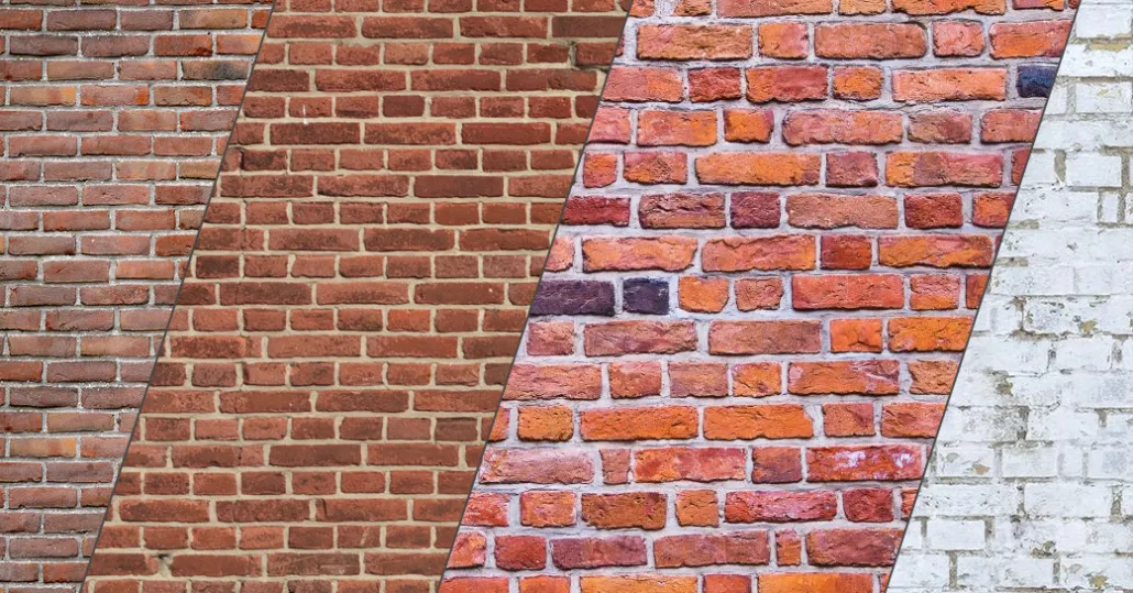 Close-up of different brick wall textures and styles