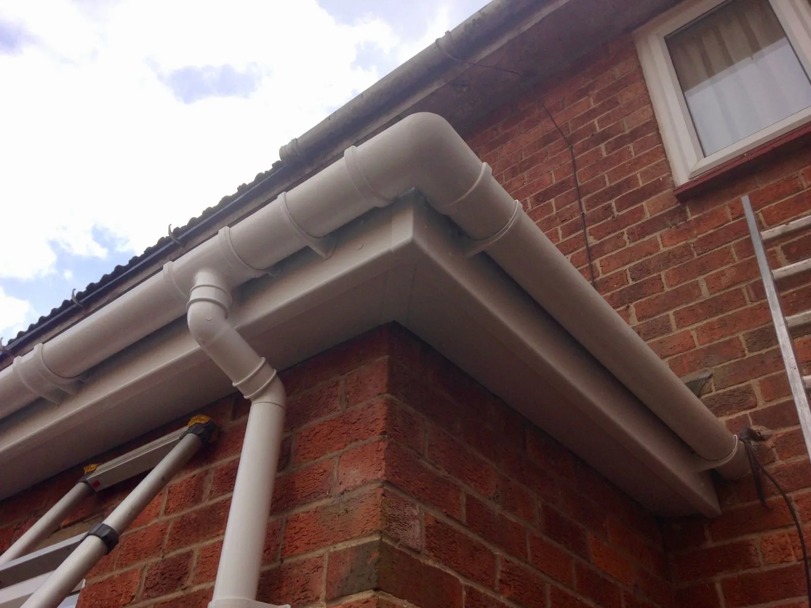 Newly installed uPVC guttering, fascias and soffits on a house in Haywards Heath.