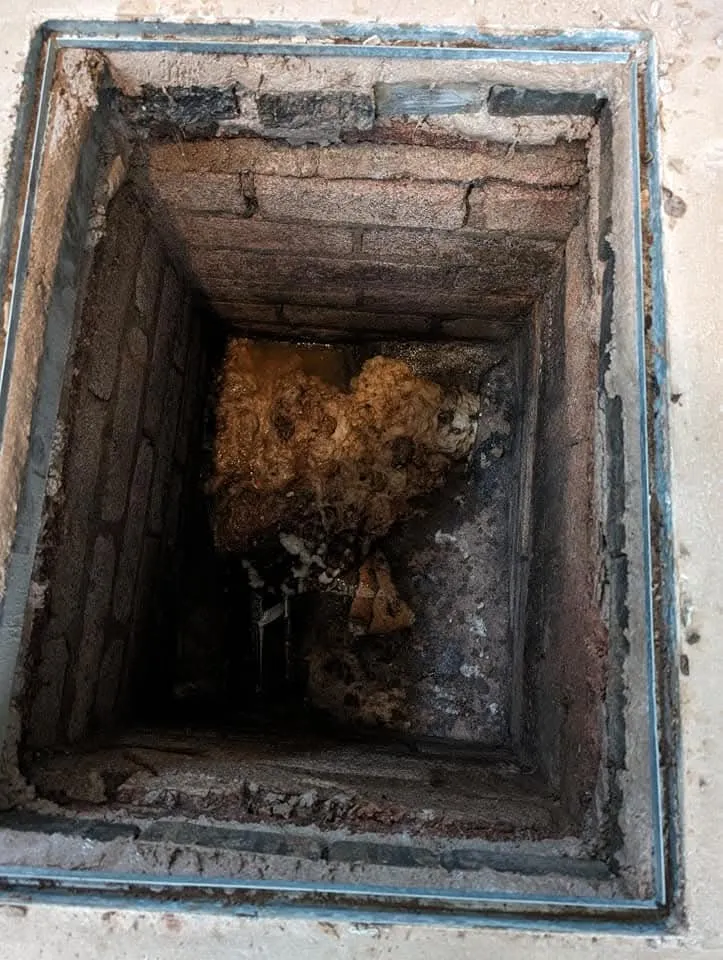 Picture showing a blocked drain manhole